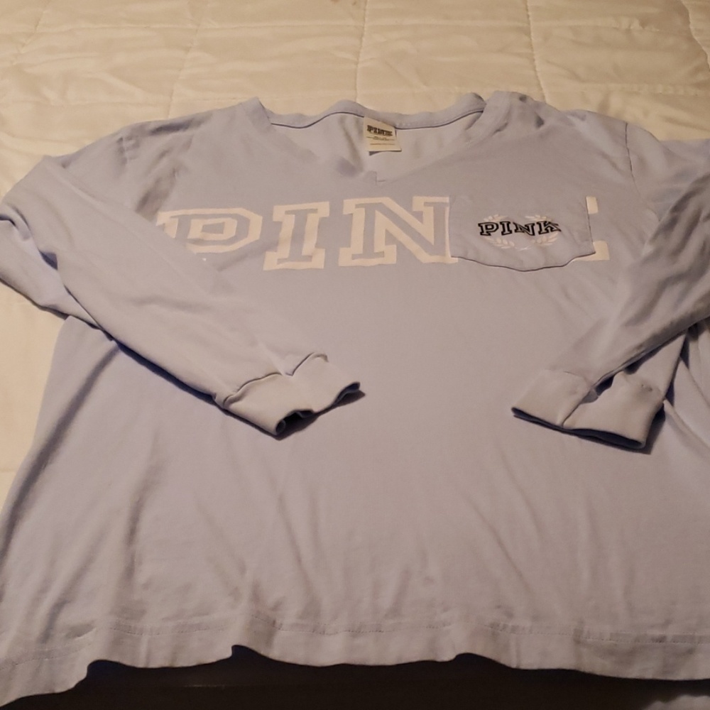 Vs pink light blue long sleeve shirt xs